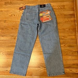 Red Star Silver Mens 34 X 32 Brand New Jeans Vintage Button fly